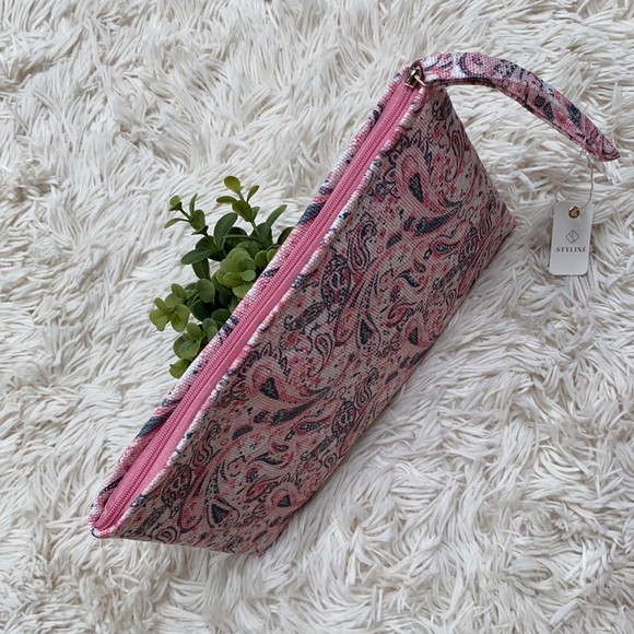 🎉2X HP🎉 Styliné Paisley Clutch Wristlet 💗 Pink & Gray - Picture 7 of 16